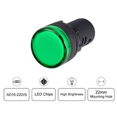 Green Indicator Light AC DC 110V 22mm Panel Mount Color: Green