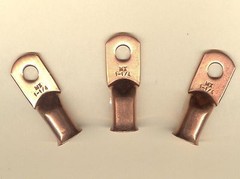 10 Bare Battery COPPER Ring Lug Terminal Connector #1 Wire Gauge 1/4″ Stud MOLEX