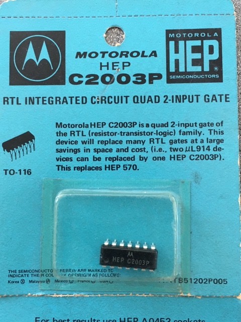 Motorola HEP C2003P RTL INTEGRATED CIRCUIT QUAD 2-INPUT GATE