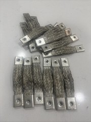 Lot of 15 Double Layer Braided Copper Ground Straps 2 AWG 5″ x 7/8″ Dual Busbars