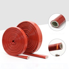 Silicone / Fibreglass Fire Sleeving Protective Heat Shield Sleeve Red 4mm-100mm