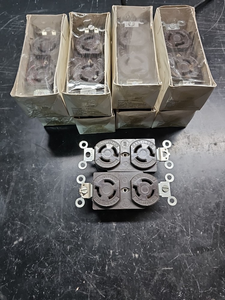 Lot 10 Arrow Hart 6580 Locking Duplex Receptacle 15A 250V 2P 3 Wire NEMA L6-15R