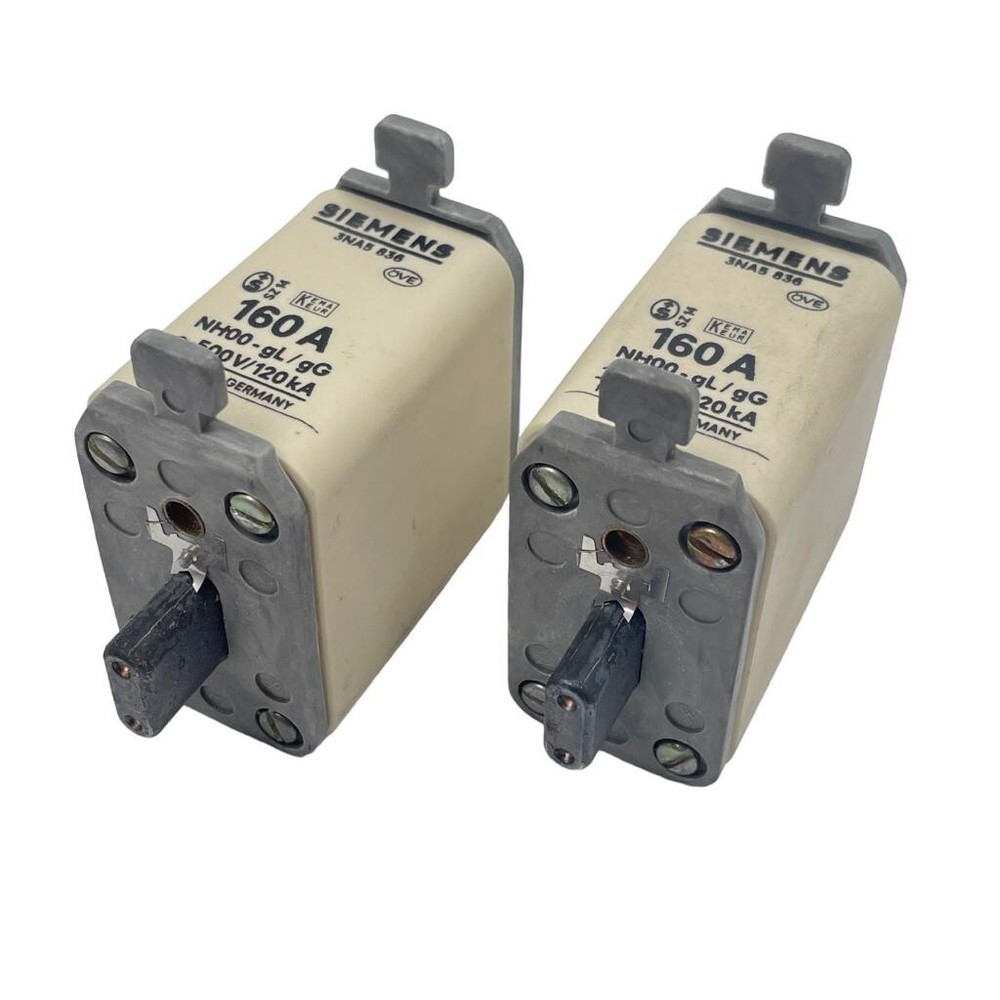 2x SIEMENS 3NA5836 Fuse Nh00 Gl / Gg GR.00 500VCA 160A NOS