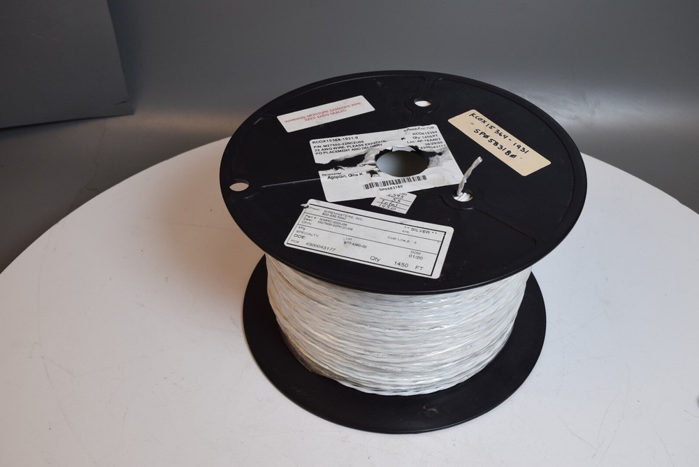 Teflon Jacket M27500-22RC2U06 Silver Wire 22 AWG 2/C 1450′ Mil-Spec Stranded