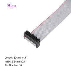 5 Pack Long 30CM 2.54MM Flat Ribbon Cable IDC 16 Pin Connector