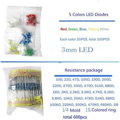 Electronic Components Kit 1390PCS LED Diodes Resistors Electrolytic Capacitors c