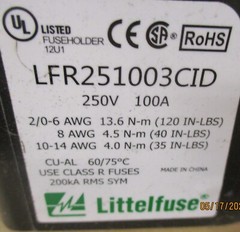 Littelfuse LFR251003CID POWR-GARD Fuse Block Used
