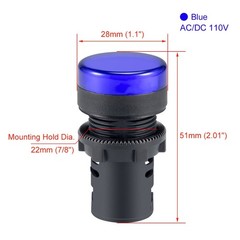 Blue Indicator Light 22mm Panel Mount AC DC 110V 2Pcs Electrical C Color: Blue