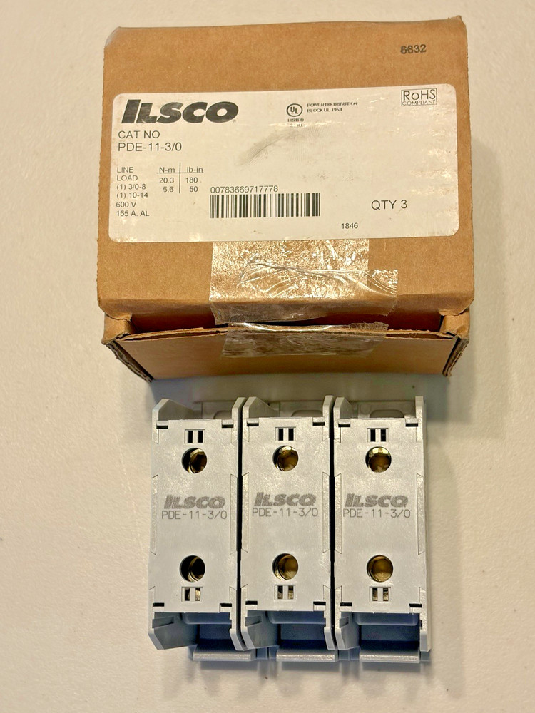 New In The Box ILSCO PDE-11-3/0 ILSCO Power Distribution Block See Pictures