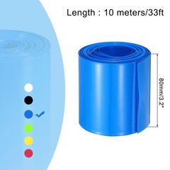 Battery Wrap 80mm Flat 33 ft PVC Heat Shrink Tube Wraps Blue