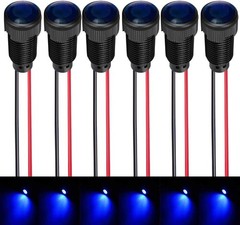 Blue LED Indicator Indicator Light 6 Pack 10mm Mounting Hole AC DC 12V 24V