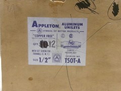 Appleton T50T-A Box of 12 1/2″ Type T Aluminum Unilet Conduit Body AK