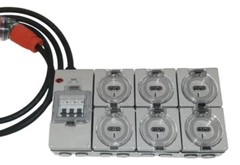 Portable Power board adapter 32 Amp 1 phase 3 pin to 6 x 240v RCBO 10A outlets