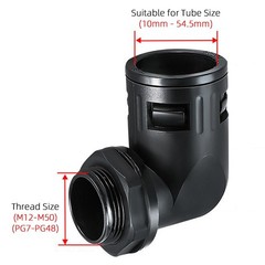 Nylon Corrugated Conduit 90° Elbow Connector Fitting For Corrugated Cable Tubing