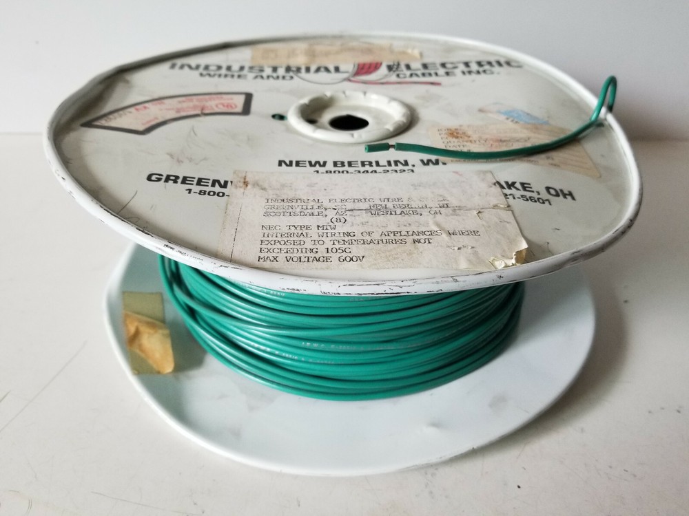 IEWC 16 AWG PVC MTW Hook Up Wire, Stranded Tinned Copper, Green, 10′ lengths