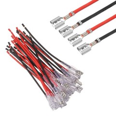 20Pcs Female Spade Crimp Terminal 6.30mm 10cm Wires, Red/Black