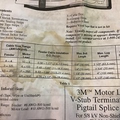 3M 5384 Motor Lead Pigtail/V-Stub Splice 5-8 Kv Feeder: 250-500 Kcmil (NOS)