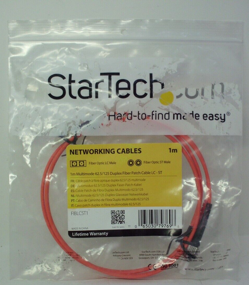 FIBLCST1 Fiber Optic Cable Multimode Duplex 62.5/125, 1m StarTech