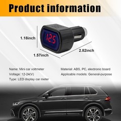 Car LED Cigarette Lighter Voltmeter, 12V 24V DC Digital Battery Vo Color: 1 PC