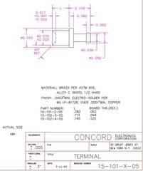 Lot of 30 – Concord Electronics – 15-101-2-05 – M55155/11XH02 MIL Turret Post