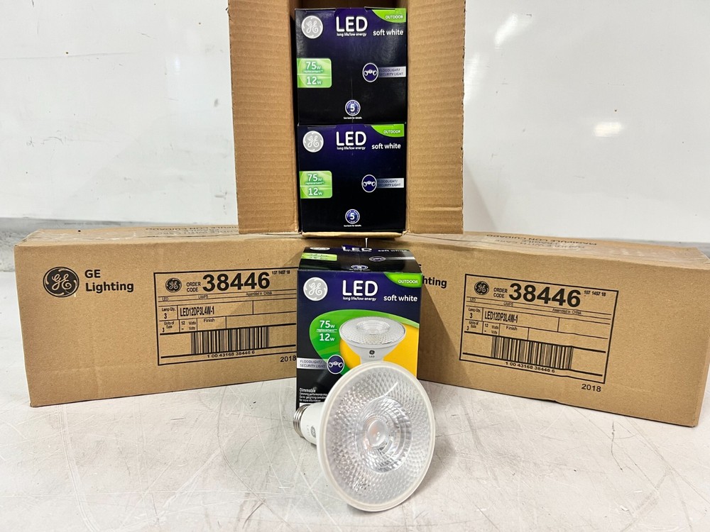 QTY 9 GE LED Flood Bulbs,Par30, Soft White, Long Neck, 1000 Lm, 12-Watt – 38446