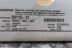 BriskHeat TBWH-052-020 240VAC Insulated Heating Tape Leads On Opposite Ends