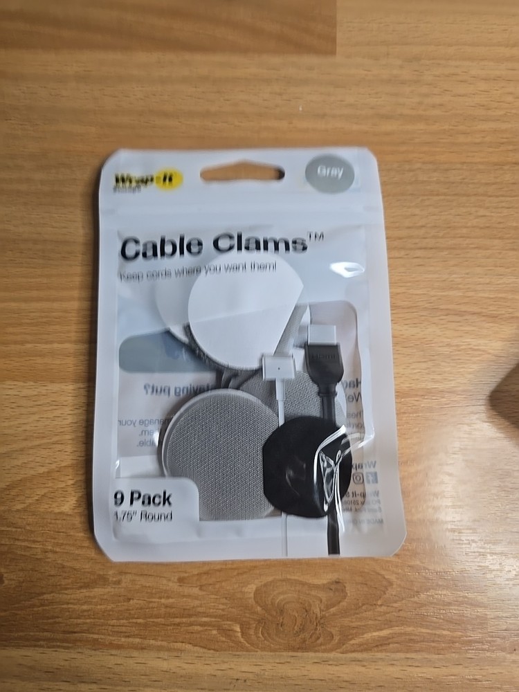 9 Pack Wrap It Storage Cable Clam, Gray Round Lot Of 3