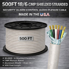 500FT 18/6 CMP Shielded Stranded Security Alarm Control Audio Plenum Cable