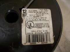 #14) NEW Spool of Electric Wire – 12 Guage Solid 252′ Gray