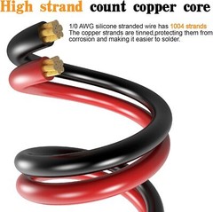 1/0 Gauge Wire Copper Clad Aluminum CCA 40FT AWG 1/0, 20FT-RED/Black