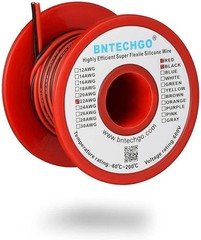 BNTECHGO 22 Gauge Flexible 2 Conductor Parallel Silicone Wire Spool Red Black Hi