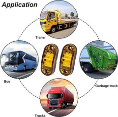 6Pcs 2.5 Inch LED Trailer Lights 2 Diode Waterproof LED Color: AmberSize: 6Pcs