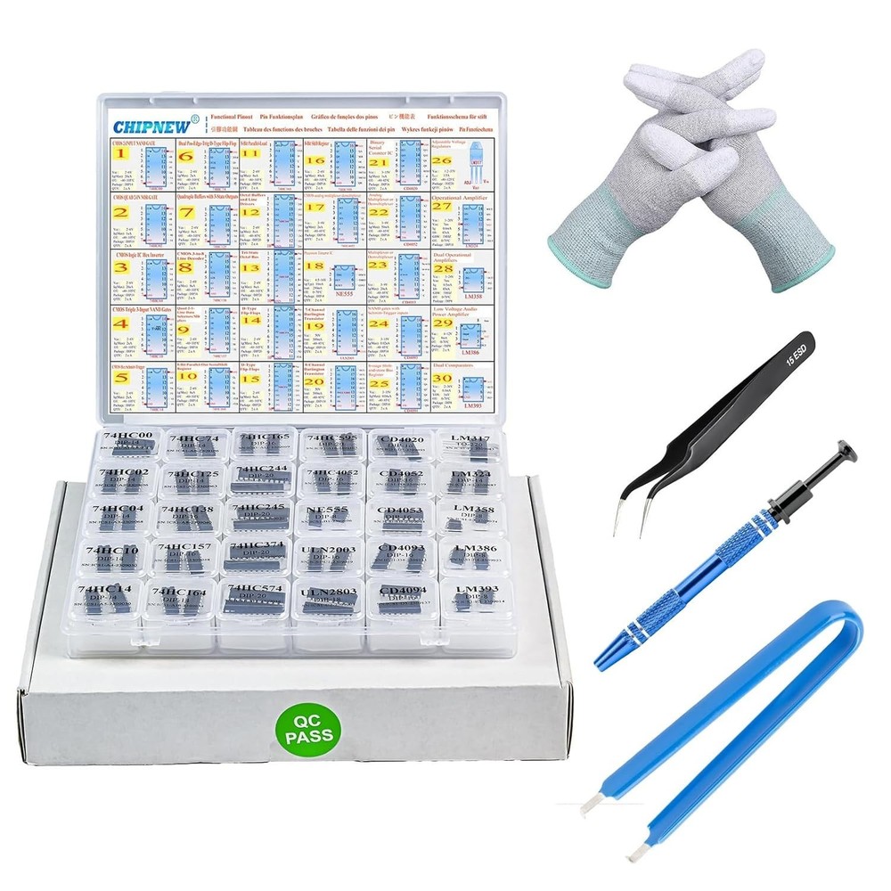 IC Kit Integrated Circuit Pro Edition 64-in-1 Electronic Component IC : Logic…