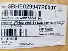 *NEW* FAVIER 7mm beige fireproof sleeving, braided fibre glass, 54-SCS-4kV, 100m