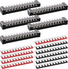 15A Screw Terminal Block 12 Position Dual Row Covered Pre Insulated Barrier