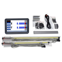 2 Axis DRO Digital Readout LCD Touch Screen+2PCS Linear Glass Scale Kit Mill CNC
