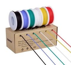 23ft 20AWG Silicone Wire – Tinned Copper, Flexible, 6 Colors for Electronics