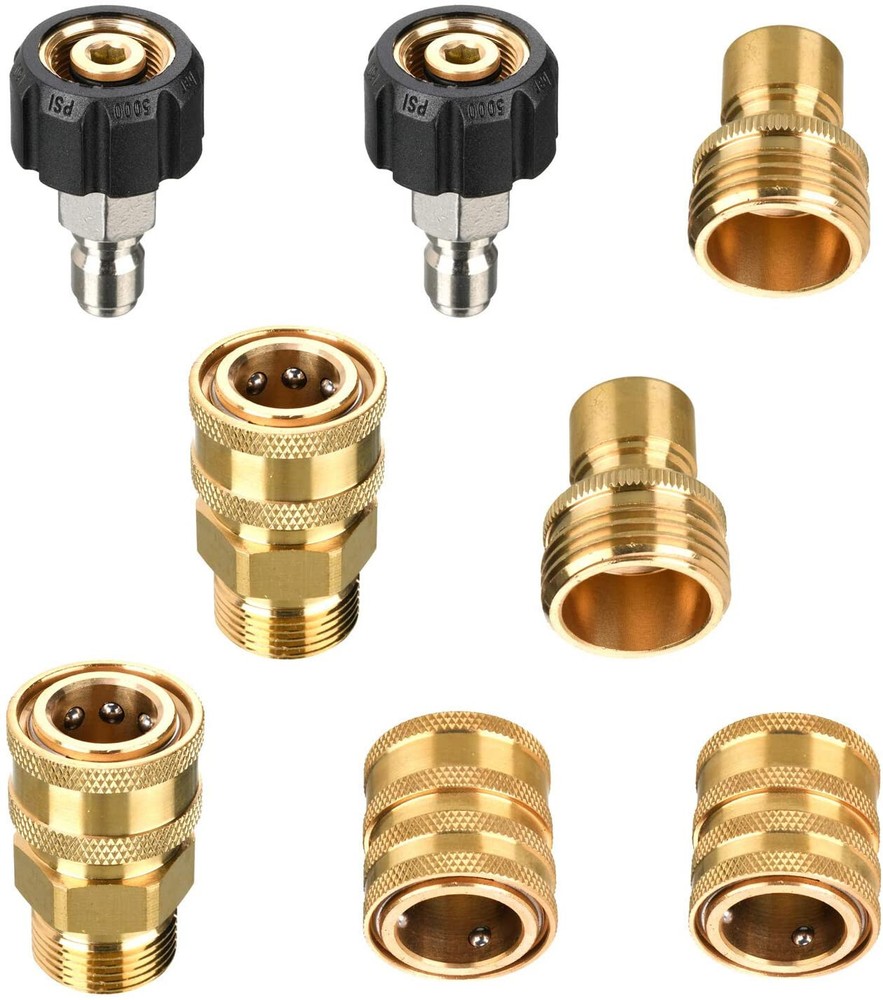 8Pc Pressure Washer Adapter Set Quick Disconnect Kit M22 Swivel to 3/8” Connect