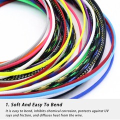 20mm Width Coloured PET Expandable Braid Sleeving Cable Wire Sleeve Sheath Dense