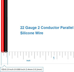 22 Gauge Flexible 2 Conductor Parallel Silicone Wire Spool Red Black High Res…