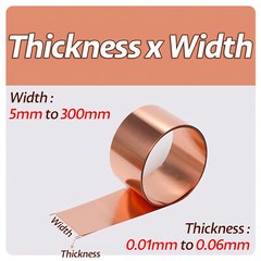 5mm-300mm Width 99.9% Copper Sheet Roll Metal Foil Plate 0.01mm-0.06mm Thick