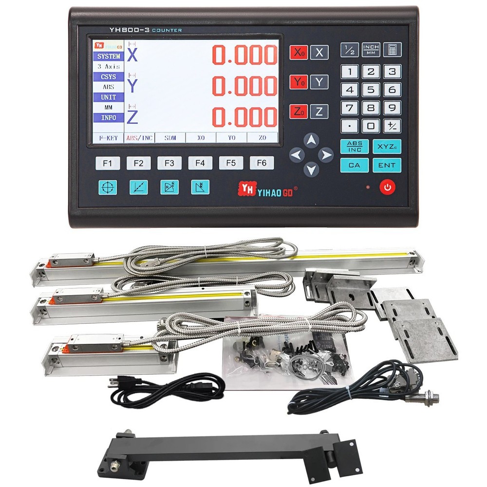 LCD Digital Readout DRO Linear Kit Glass Scales Encodor for 9×42 Bridgeport Mill