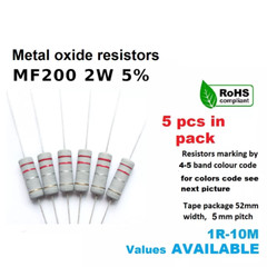 ‌2W 5% Metal Film Resistors 5PCS 1Ω-1MΩ Full Range Kit for Electronics‌