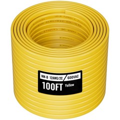 VEVOR NM-B Wire 12AWG/2C Copper Core Cable 100 ft Electrical Wire with Ground