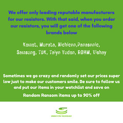 100pcs, Surface Mount (SMD) Resistors, 0402, 0603, 0805, 1206, 1210