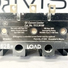 GE TECL36100 Current Limiter 3-Pole 100A 600V TEC Motor Circuit Protector