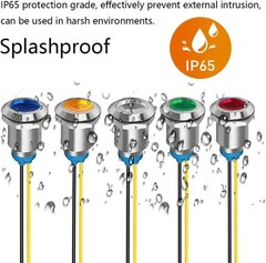 5Pcs 12mm LED Metal Indicator Light AC 110V-220V Waterproof In Color: Red 110V