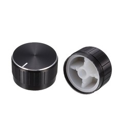 2 x Black Plastic Potentiometer Rotary Control Knobs Caps 17x30mm