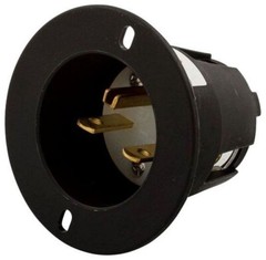 Arrow Hart 5678C, 250VAC, 15A, NEMA 6-15P, Black/White, Flanged Inlet, 1 pc