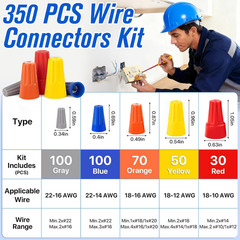 350 Pcs Wire Connectors Kit, Electrical Connectors Nuts Small, Assorted Wire